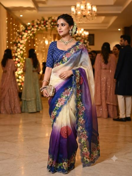 Vinayak digital floral print wholesale saree shops in surat